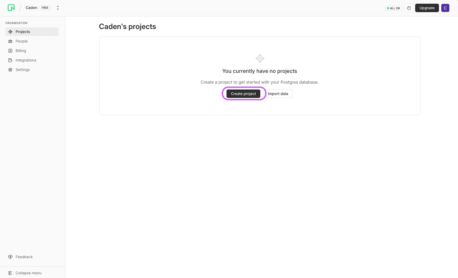 Create a Neon database