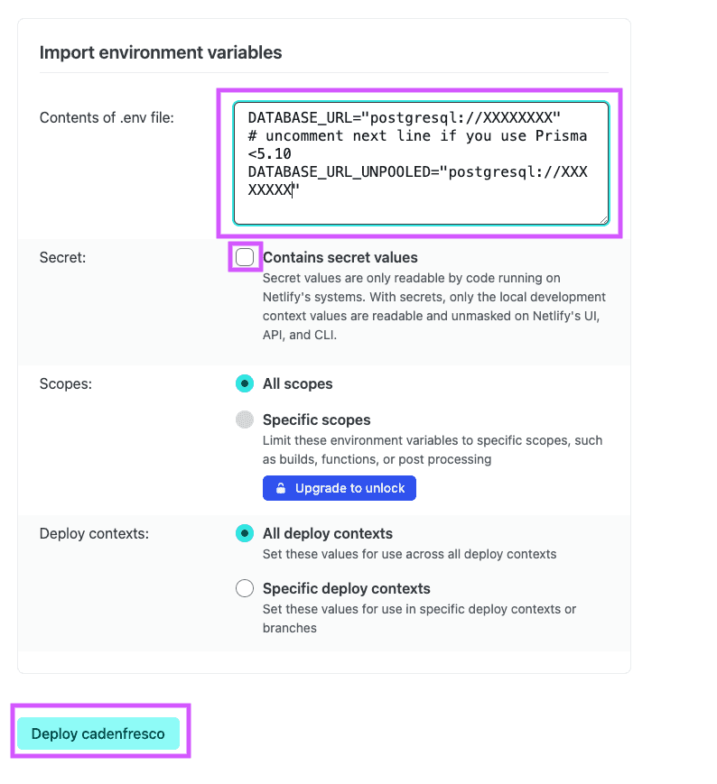 When you paste your variables, they will be added automatically