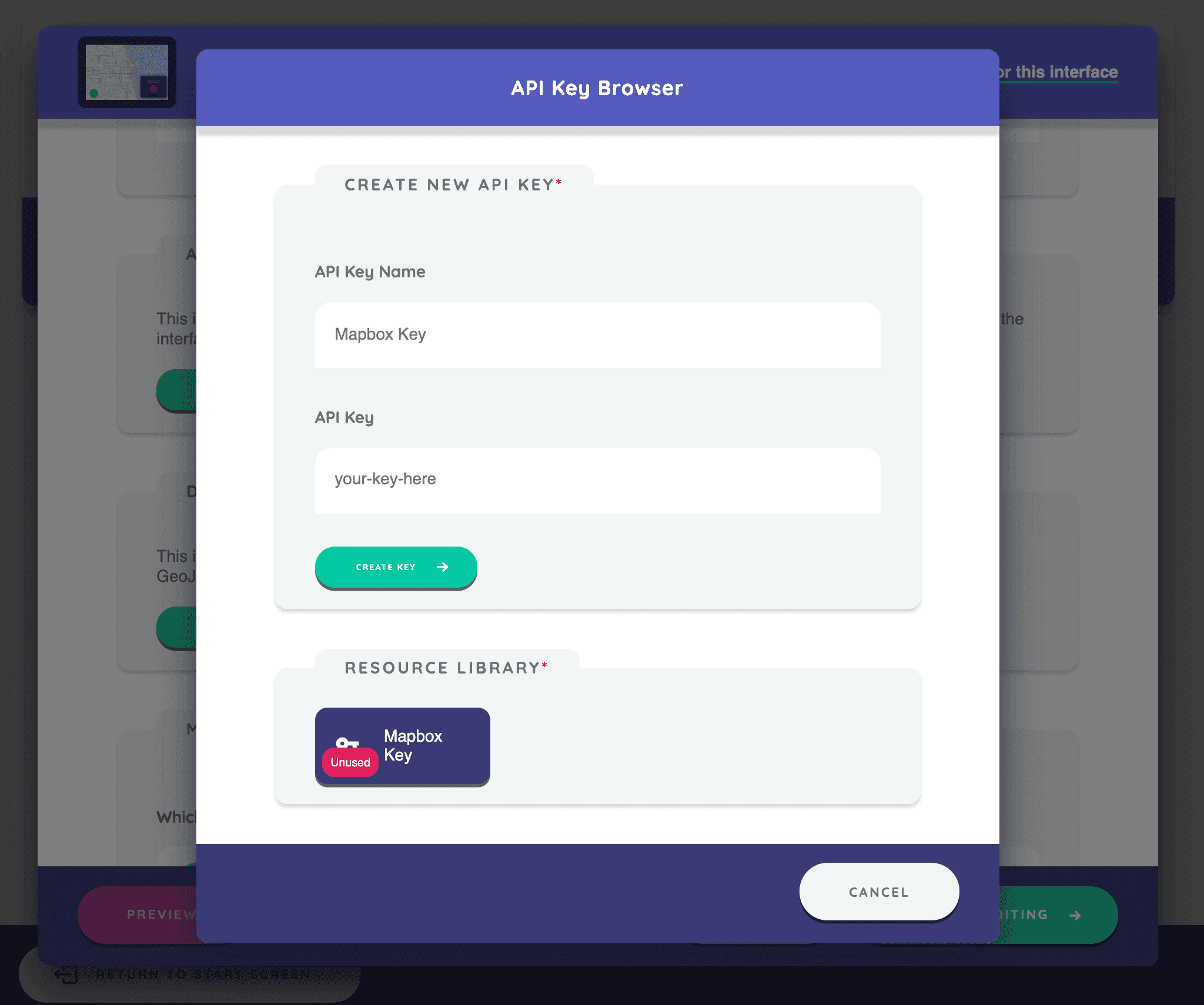 Enter your API Key and select it